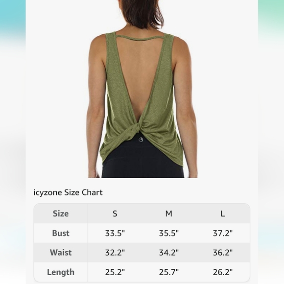 Icyzone Green Twist Backless Athletic Work Out Tank Top Womens Medium - Picture 7 of 10